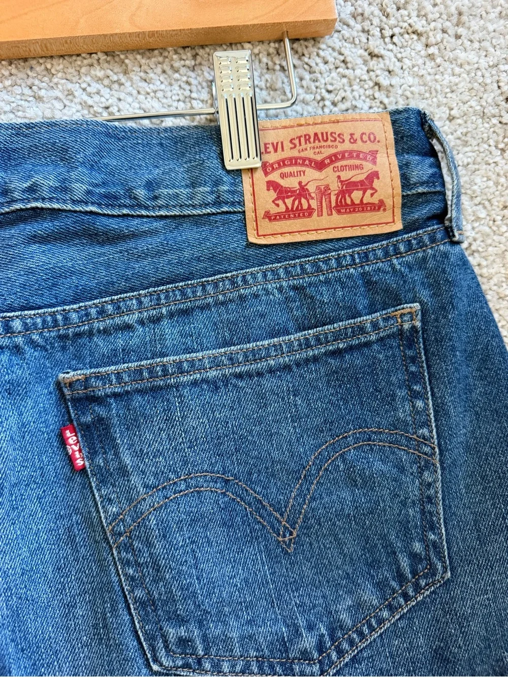 Levi's Blue Denim Mini Skirt with Frayed Hem